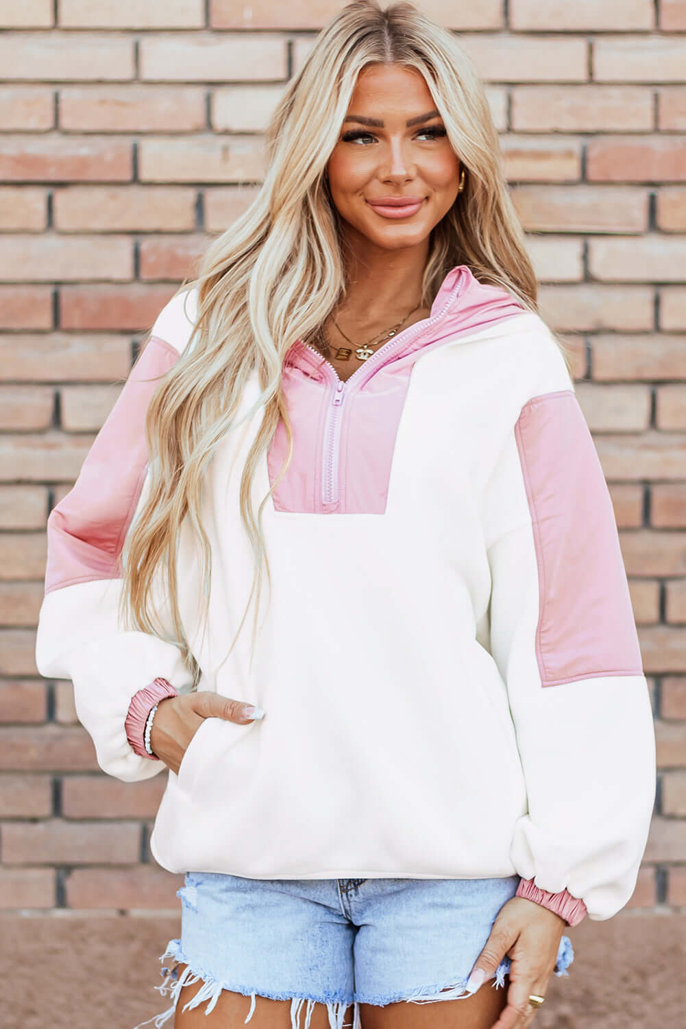 Oversized Sherpa Half Zip Hoodie with Cozy Warm Design