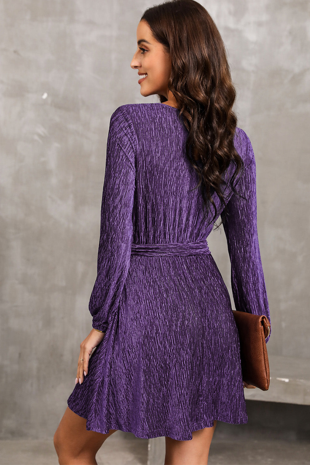  Back Cutout Chic Long Sleeve Mini Dress Elegant Party Style