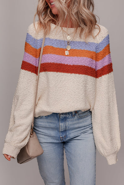 Ayla Striped Color Block Loose Sleeve Chic Sweater-0