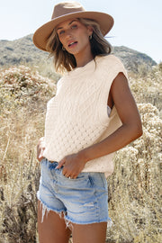 Madelyn Cable Knit Dolman Armholes Sweater Tank-2
