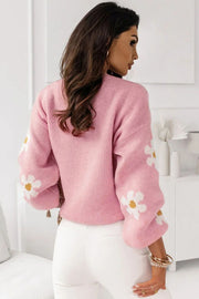 Mariah Floral Pattern Drop Shoulder Sweater-1
