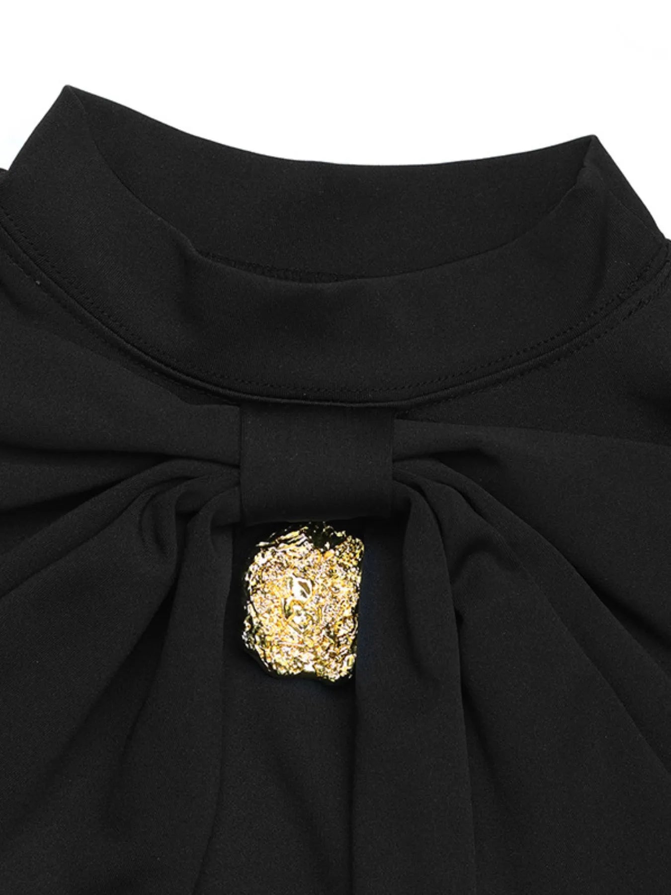  Decorative Button Mock Neck Long Sleeve Mini Dress Chic Style