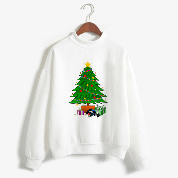 Christmas Printing Turtleneck Sweater Women