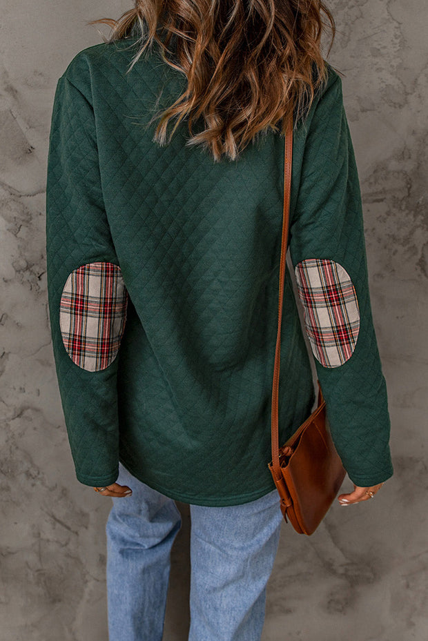 Zara Texture Plaid Trim Sweatshirt-1