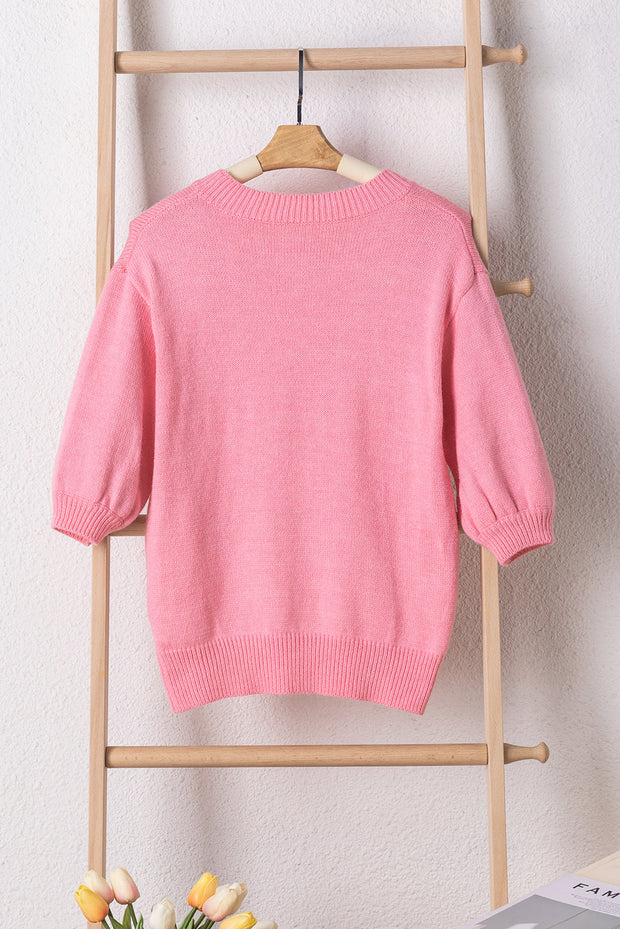 Maxine Mom Tinsel Front Short Sleeve Sweater-3