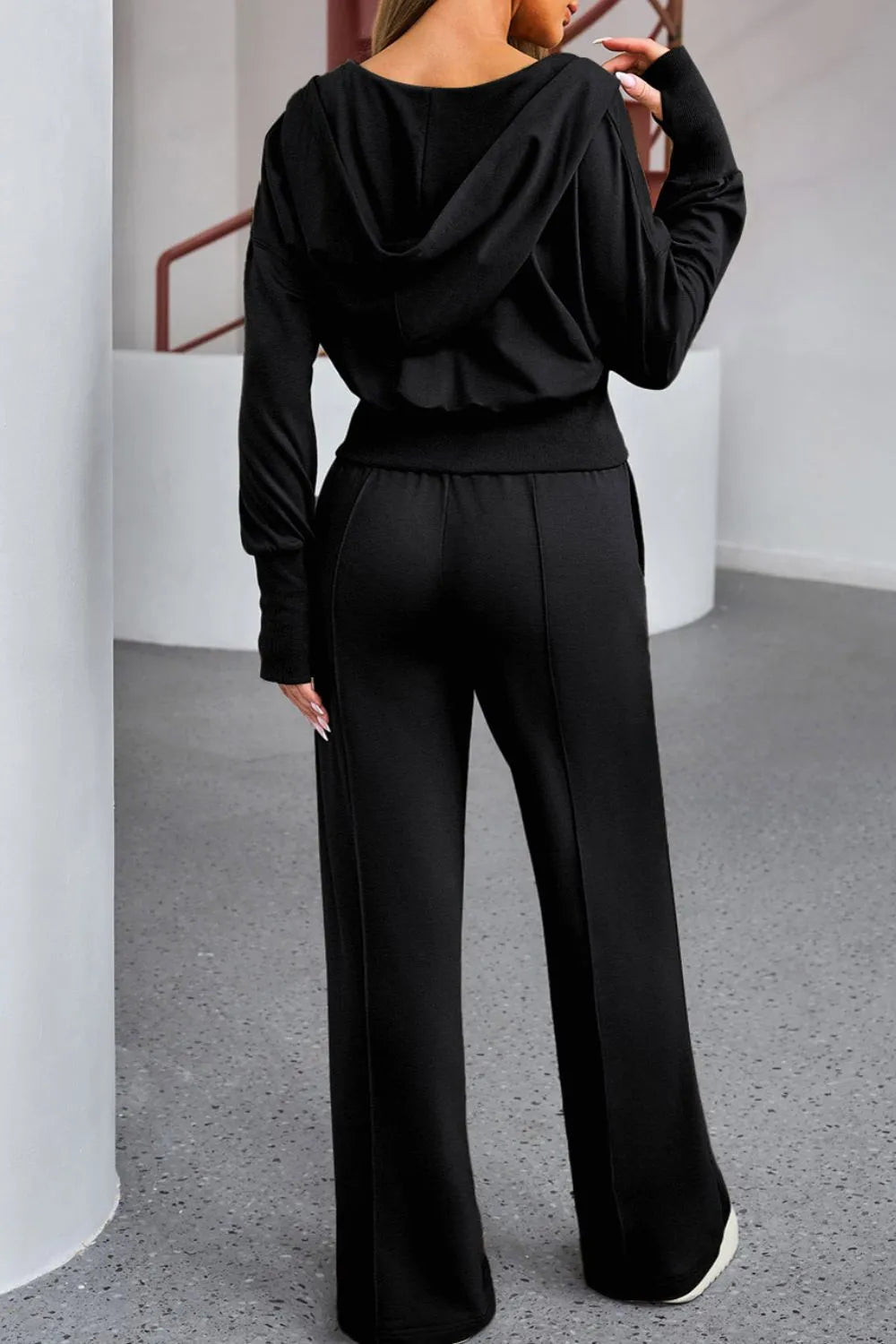 Zip-Up Hoodie and Pants Active Set front view
