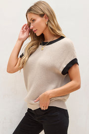 Inaya Beige Batwing Sleeve Sweater Top-3