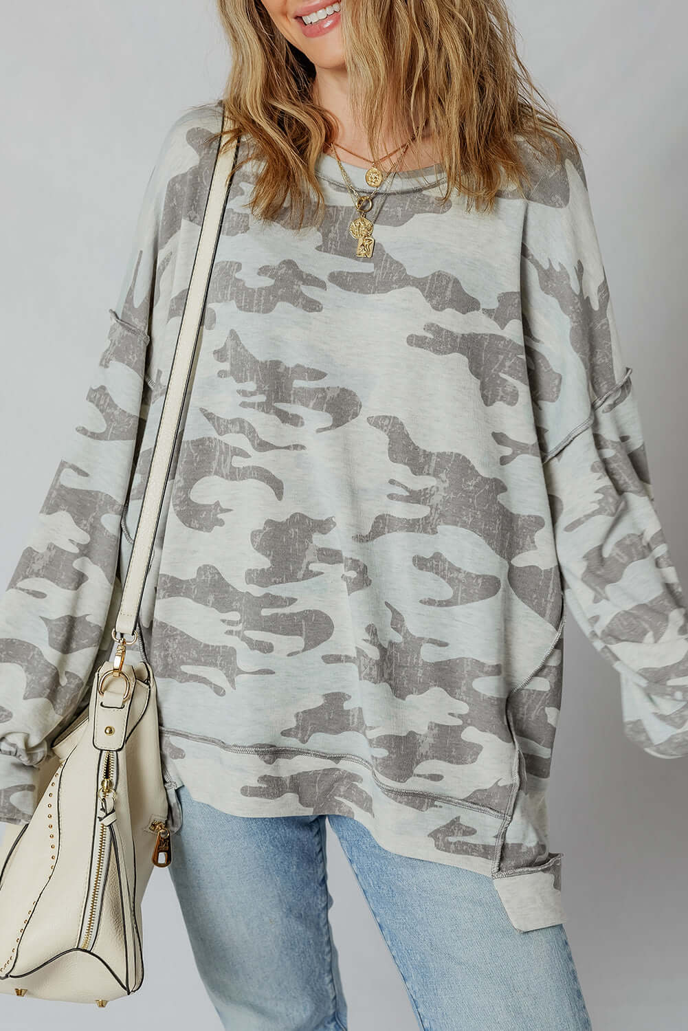 Camo Print Sweatshirt - Casual Tunic with Modern Style