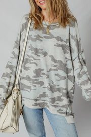 Retro Camouflage Exposed Seam Sweatshirt-2