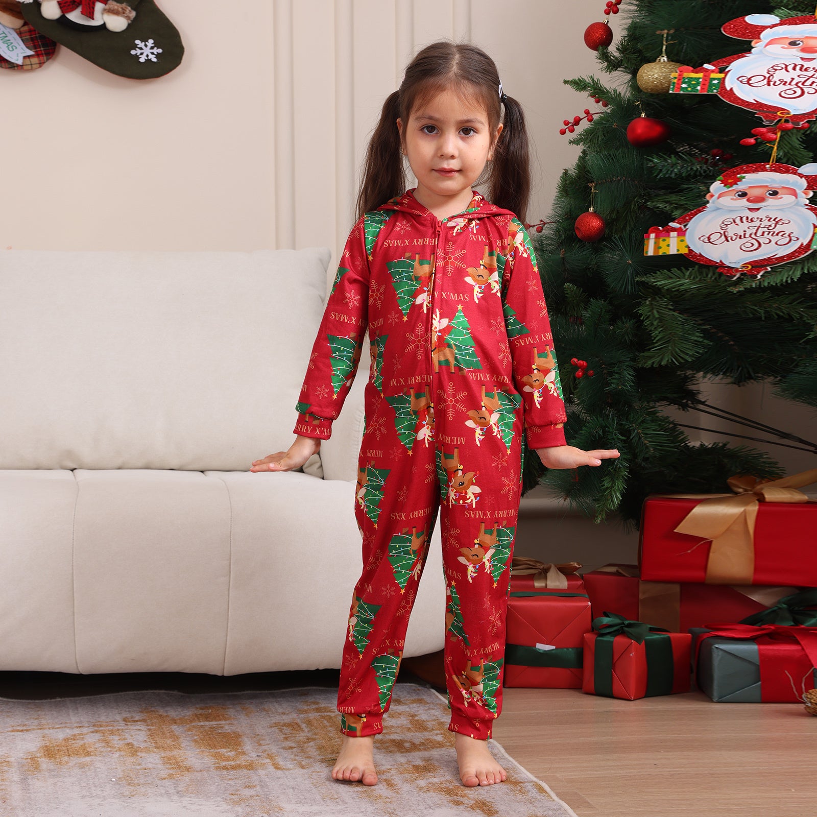  Cartoon Plaid Family Sleepwear Matching Homewear Set