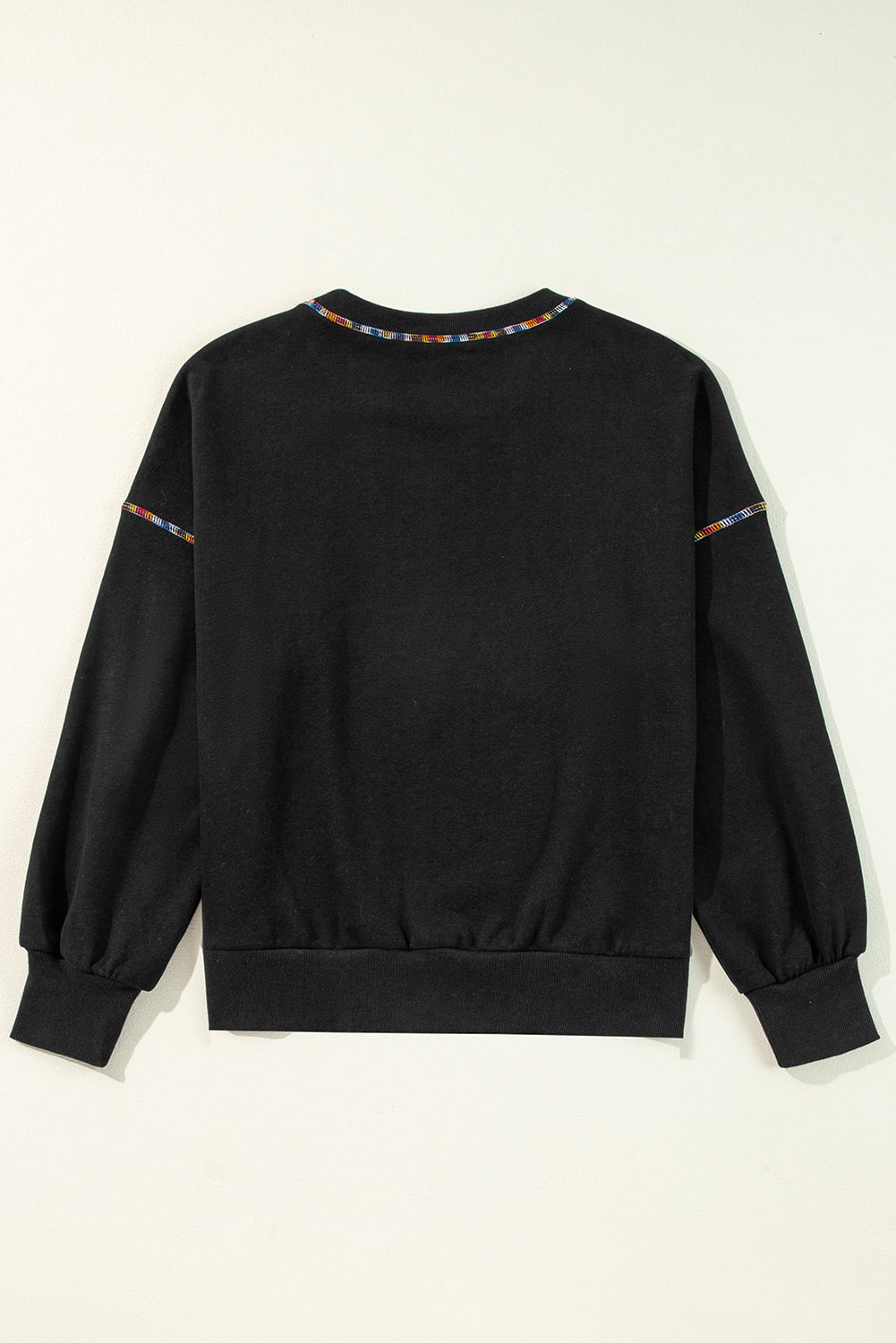 Colorful Trim Drop Shoulder Pullover for Women