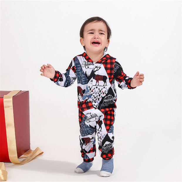 Men's And Women's Christmas Print Family Pajama Set