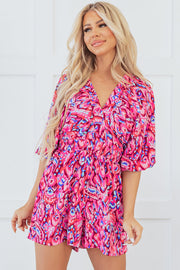 Sevyn Abstract V Neck High Waist Romper-4