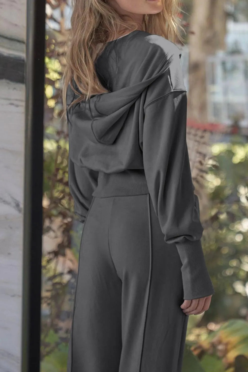 Zip-Up Hoodie and Pants Active Set front view