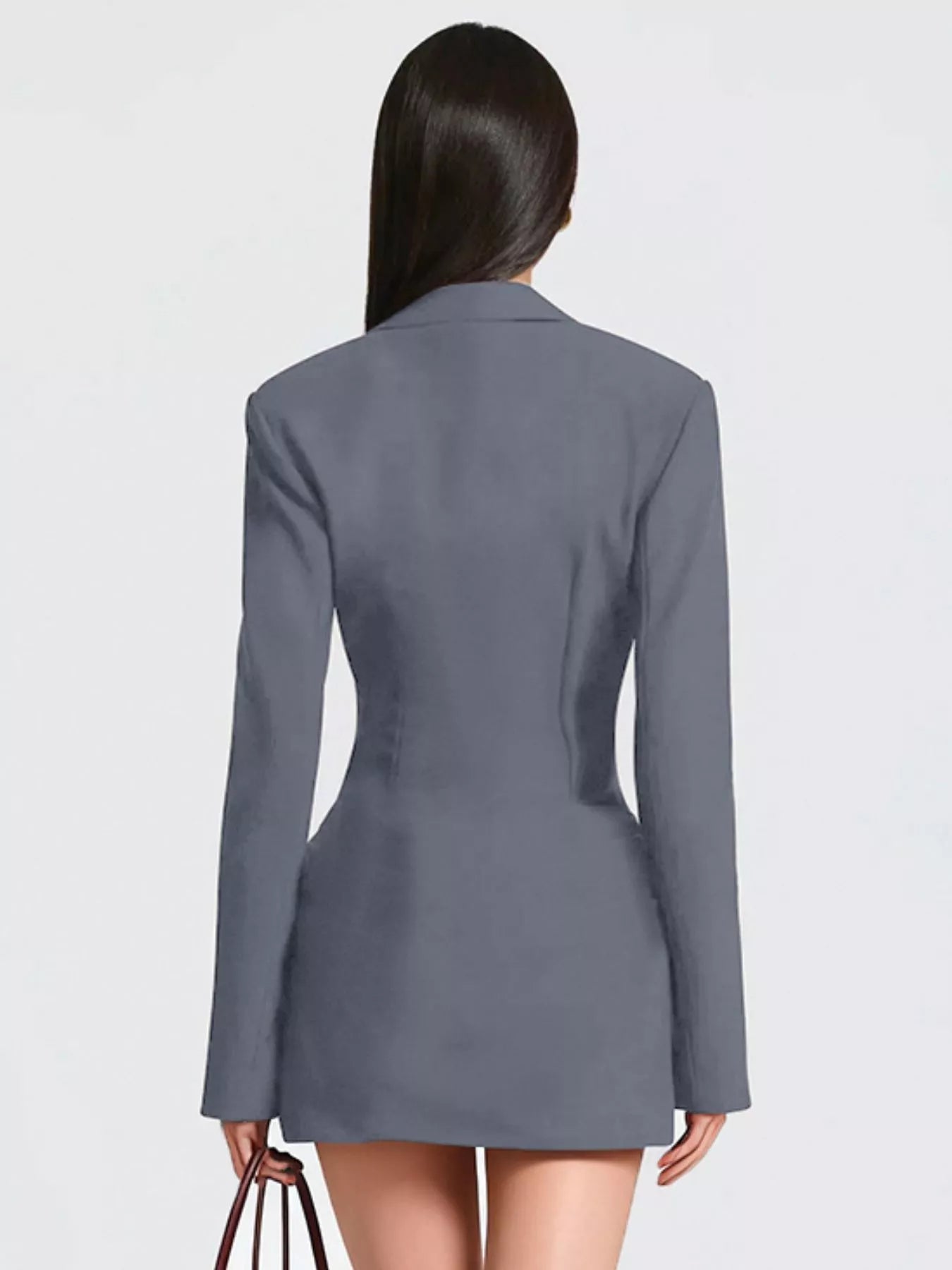  Chic Blazer Inspired Plus Size Mini Dress Elegant Long Sleeve Design