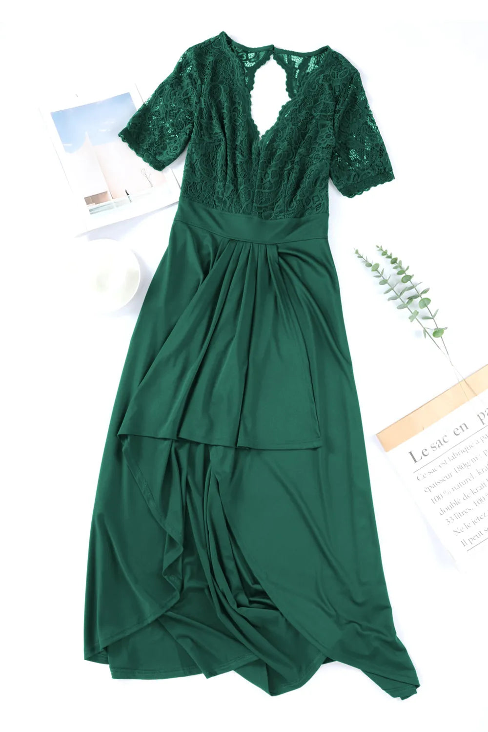 Lace Cutout V-Neck Short Sleeve Dress outfit inspiration5f4-Max