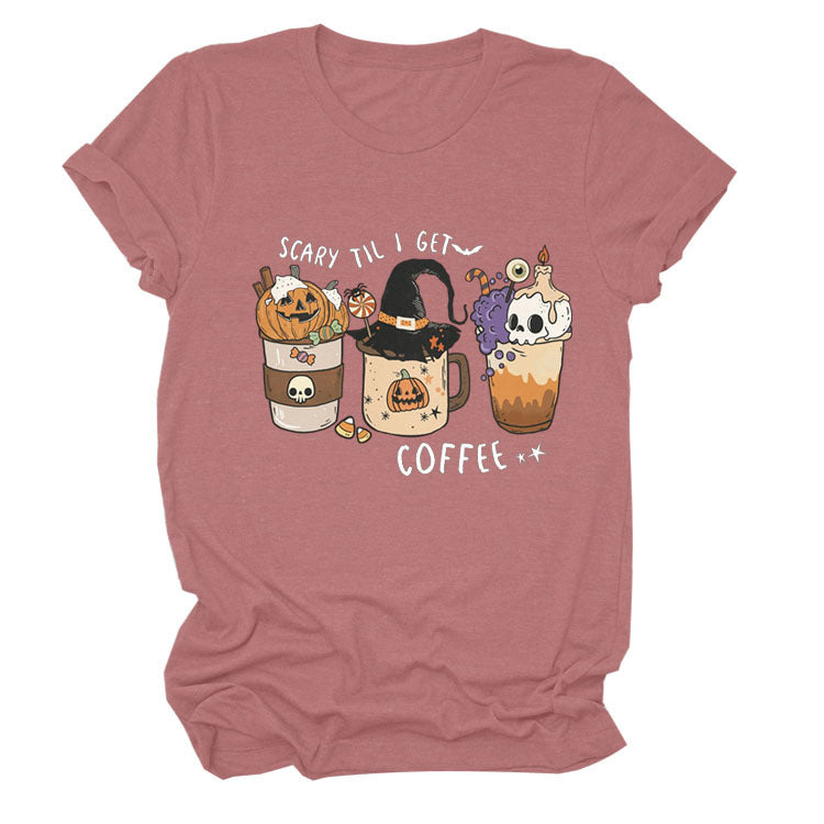 Pumpkin Halloween Crew Neck Short Sleeve T-shirt Girl