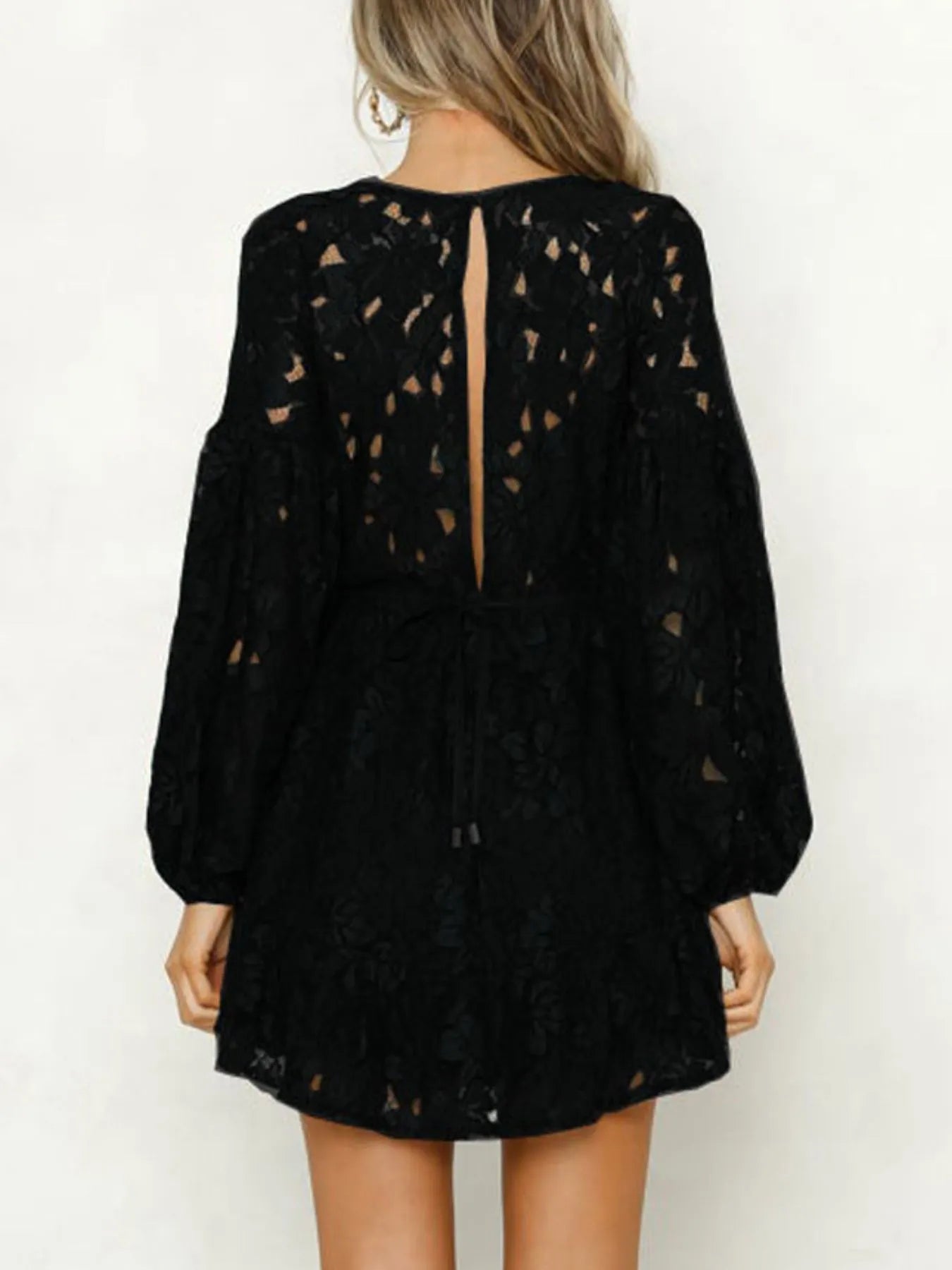  Lace Buttoned Tied Dress For Women Elegant Chic Style