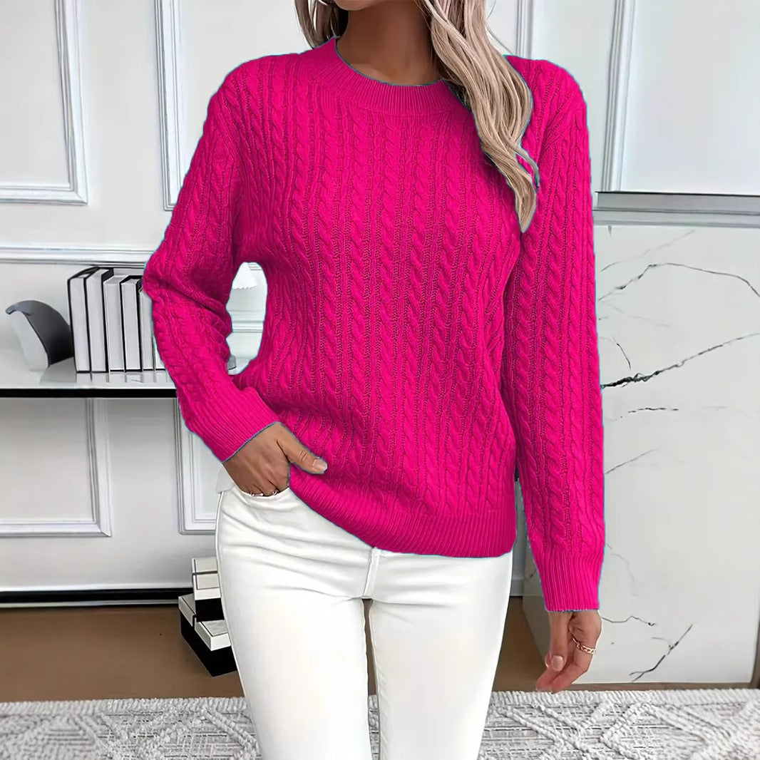 Versatile Fashion Classic Twist Round Neck Sweater for Women