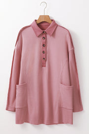 Arianna Waffle  Half Button Top-6
