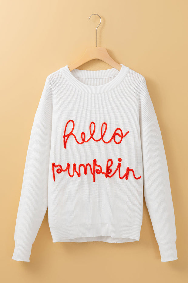 Hello Pumpkin Graphic Sweater-5