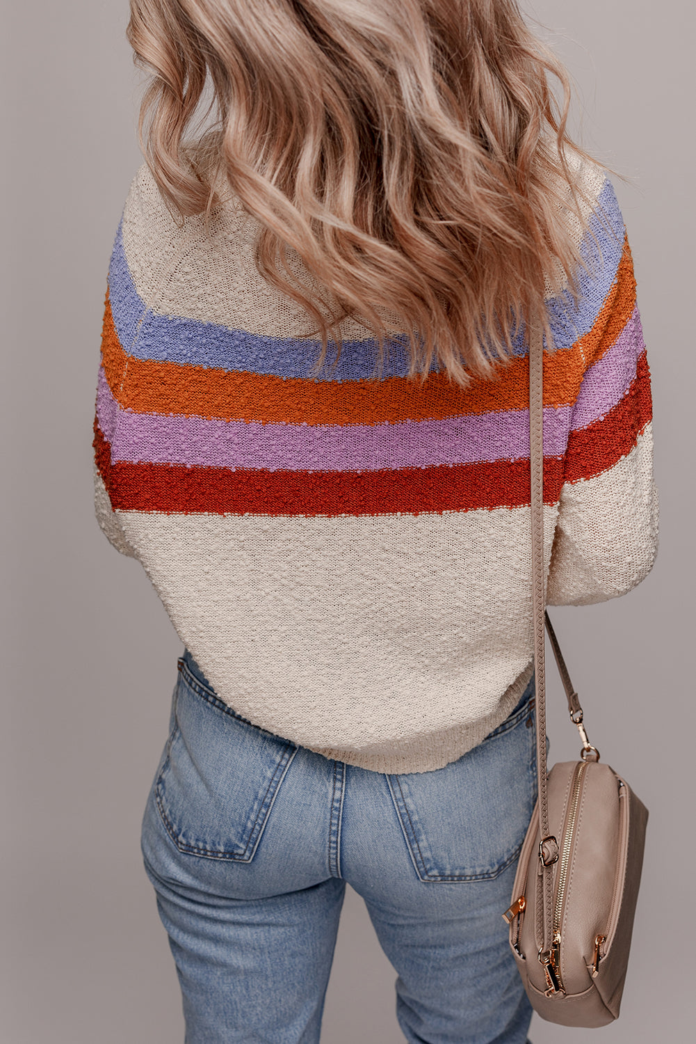 Striped Color Block Sweater - Casual Knit Style