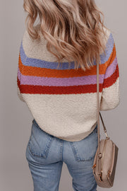 Ayla Striped Color Block Loose Sleeve Chic Sweater-1
