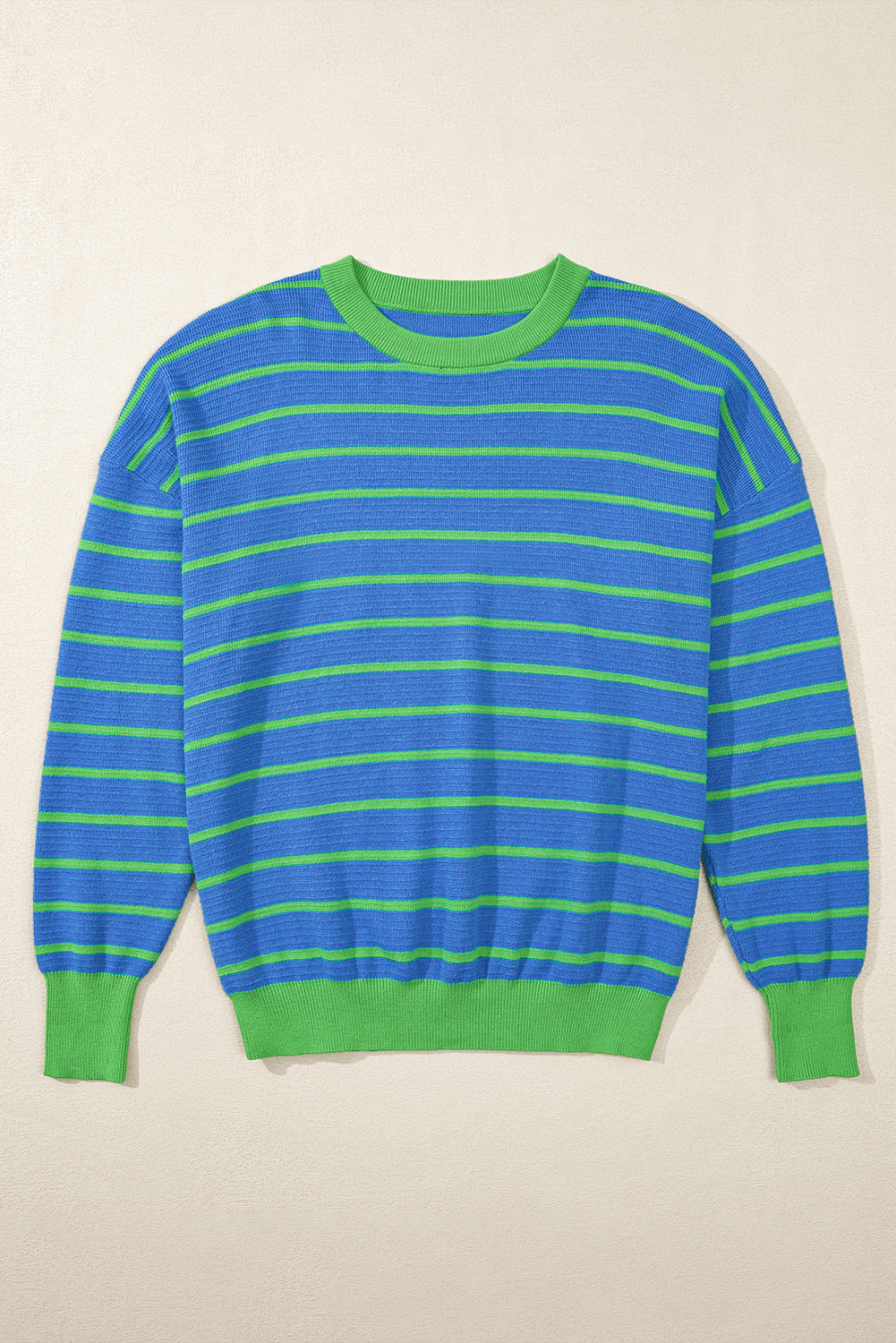 Striped Drop Shoulder Sweater with Vibrant Color Design