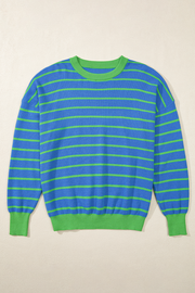 Briar Stripe Trimmed Round Neck Loose Sweater-6