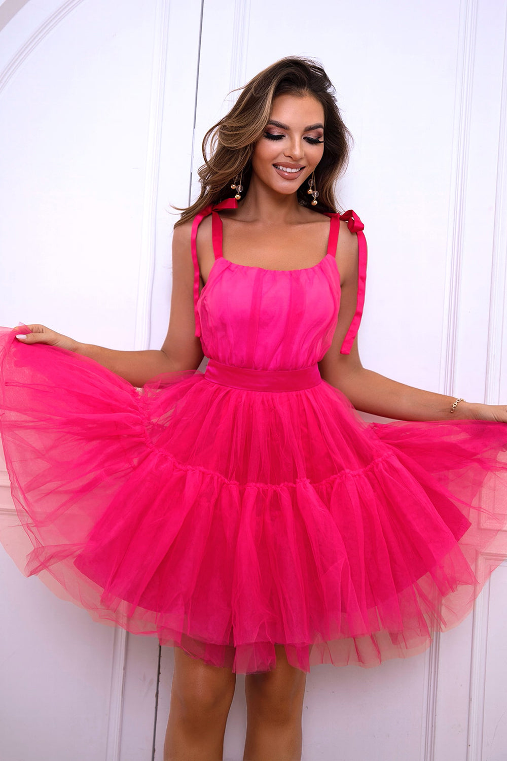 Elegant Tie Shoulder Mesh Dress for Chic Evening Looks