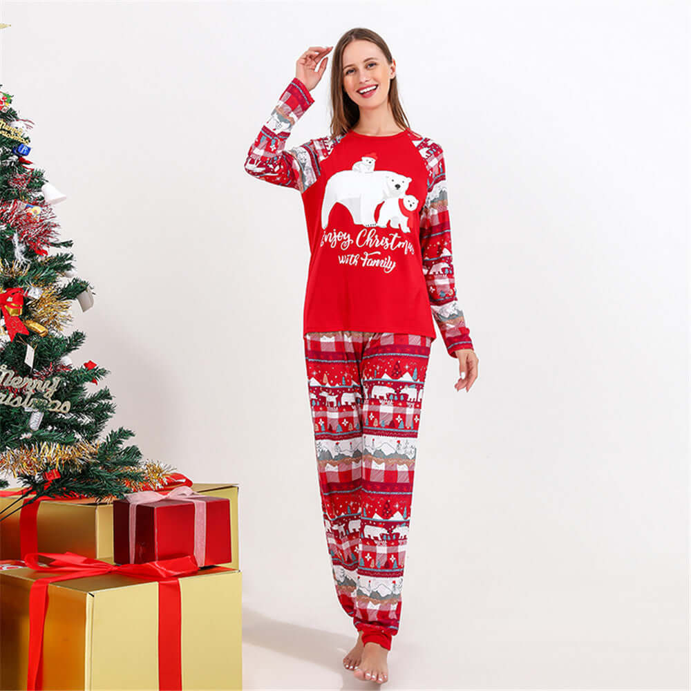 Red Family Pajamas - Comfortable Polyester Imitation Cotton Sleepwear