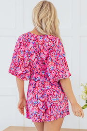 Sevyn Abstract V Neck High Waist Romper-1