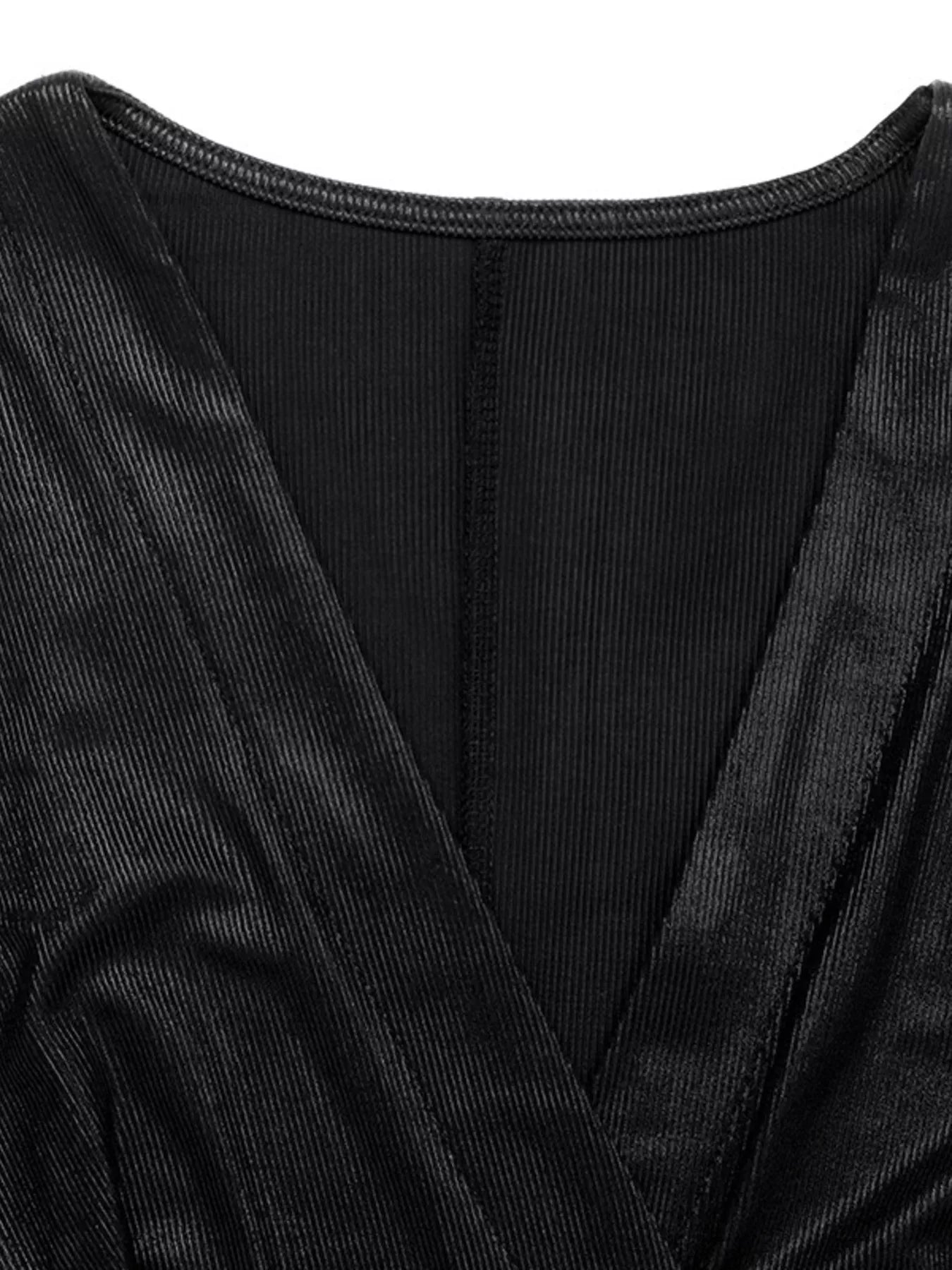Surplice Long Sleeve Midi Dress back view