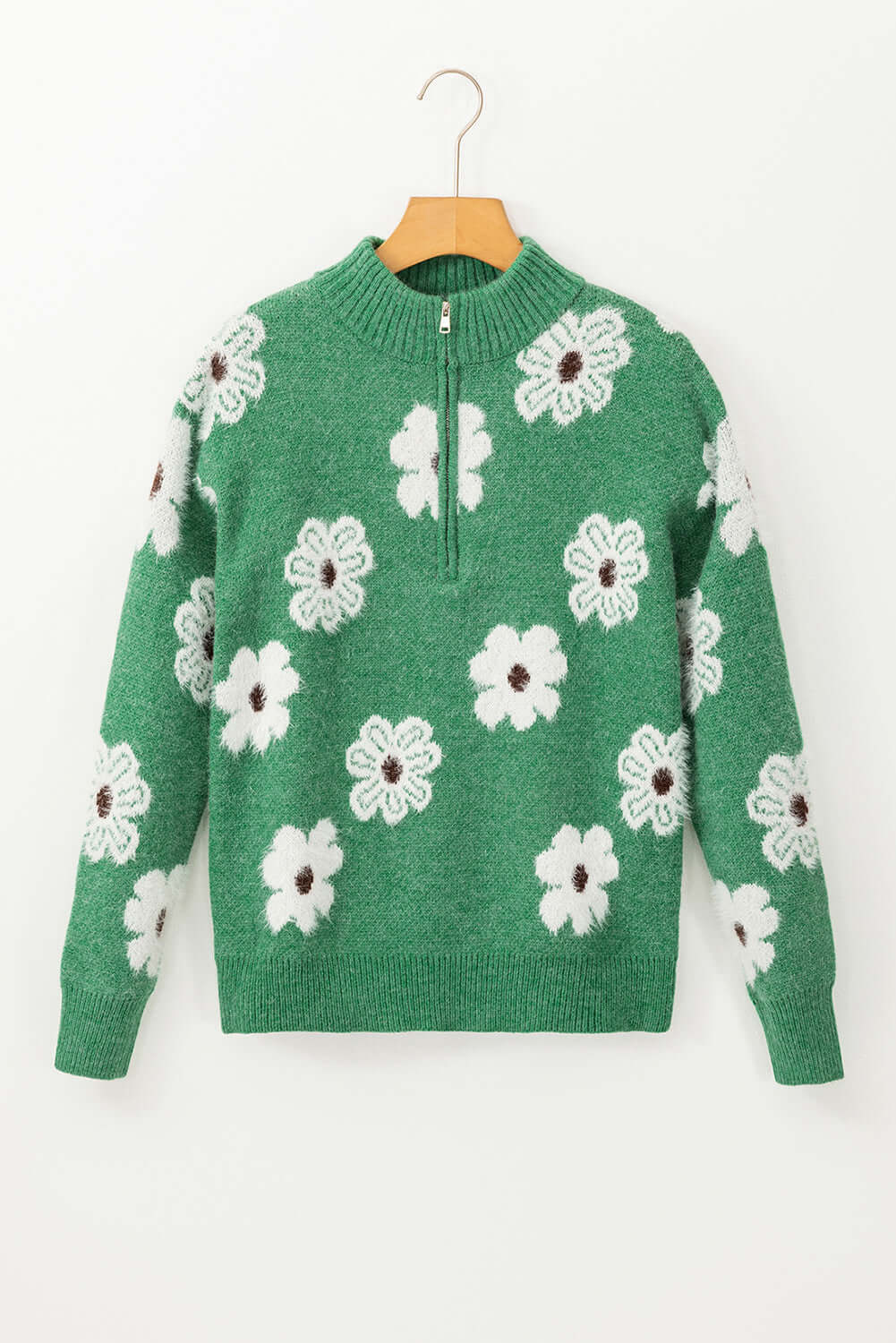 Floral Half Zip Sweater - Vibrant and Playful Knitwear