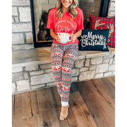 Letter Print Christmas Suit Women
