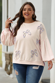 Laila Bow Lantern Sleeve Oversized Sweatshirt-5