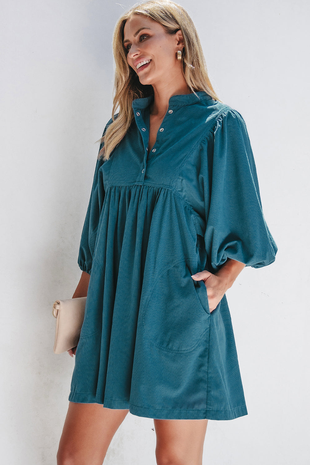 Corduroy Empire Waist Dress for Women