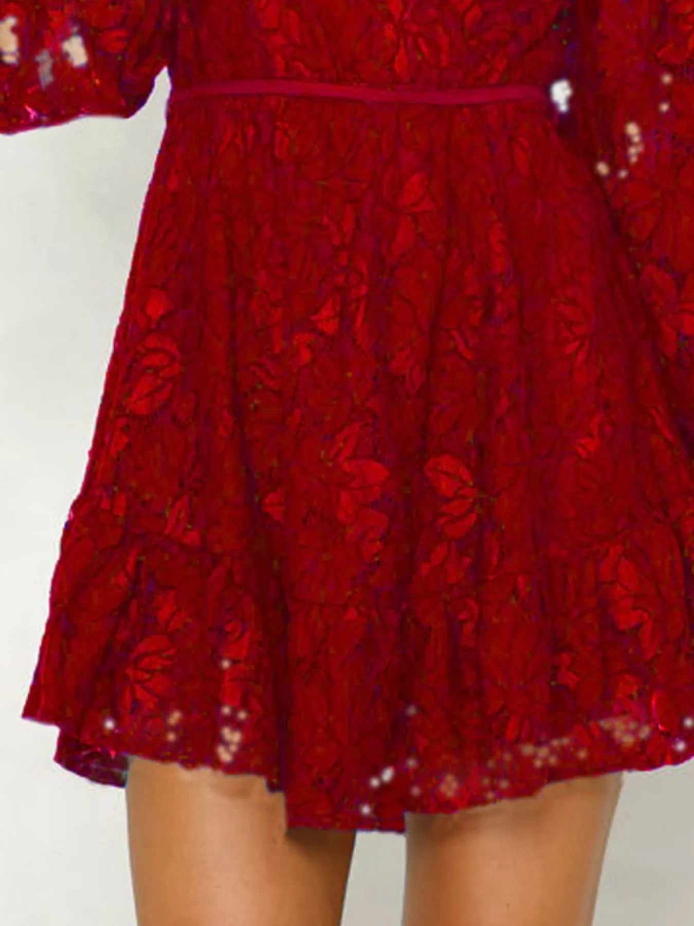  Lace Buttoned Tied Dress For Women Elegant Chic Style