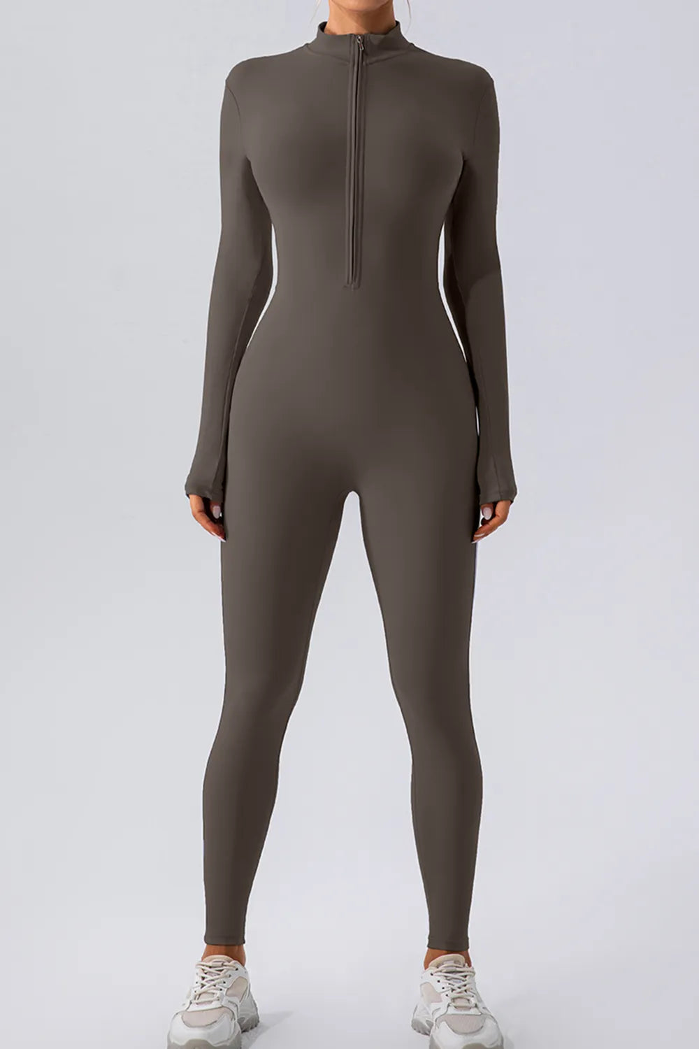 Half Zip Mock Neck Active Jumpsuit for Women