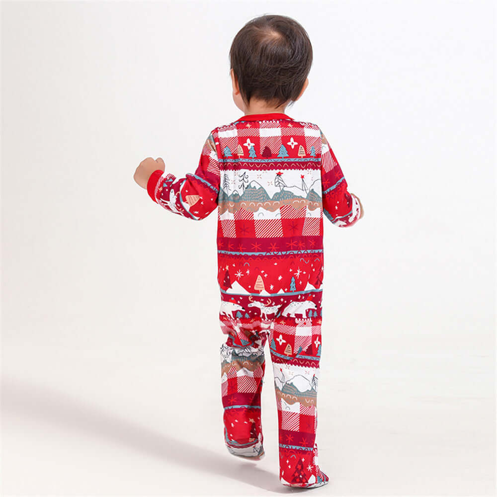 Red Family Pajamas - Comfortable Polyester Imitation Cotton Sleepwear