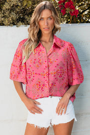 Josephine Floral Wide Short Sleeve Loose Top-0