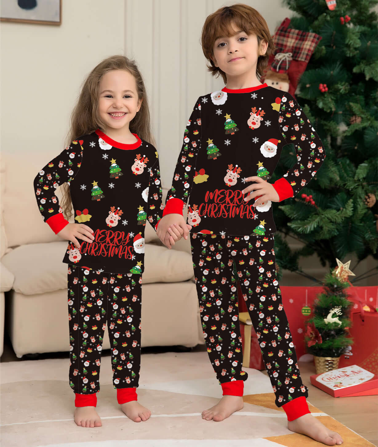  Unisex Family Cotton Pajamas - Cute Homewear Matching Set
