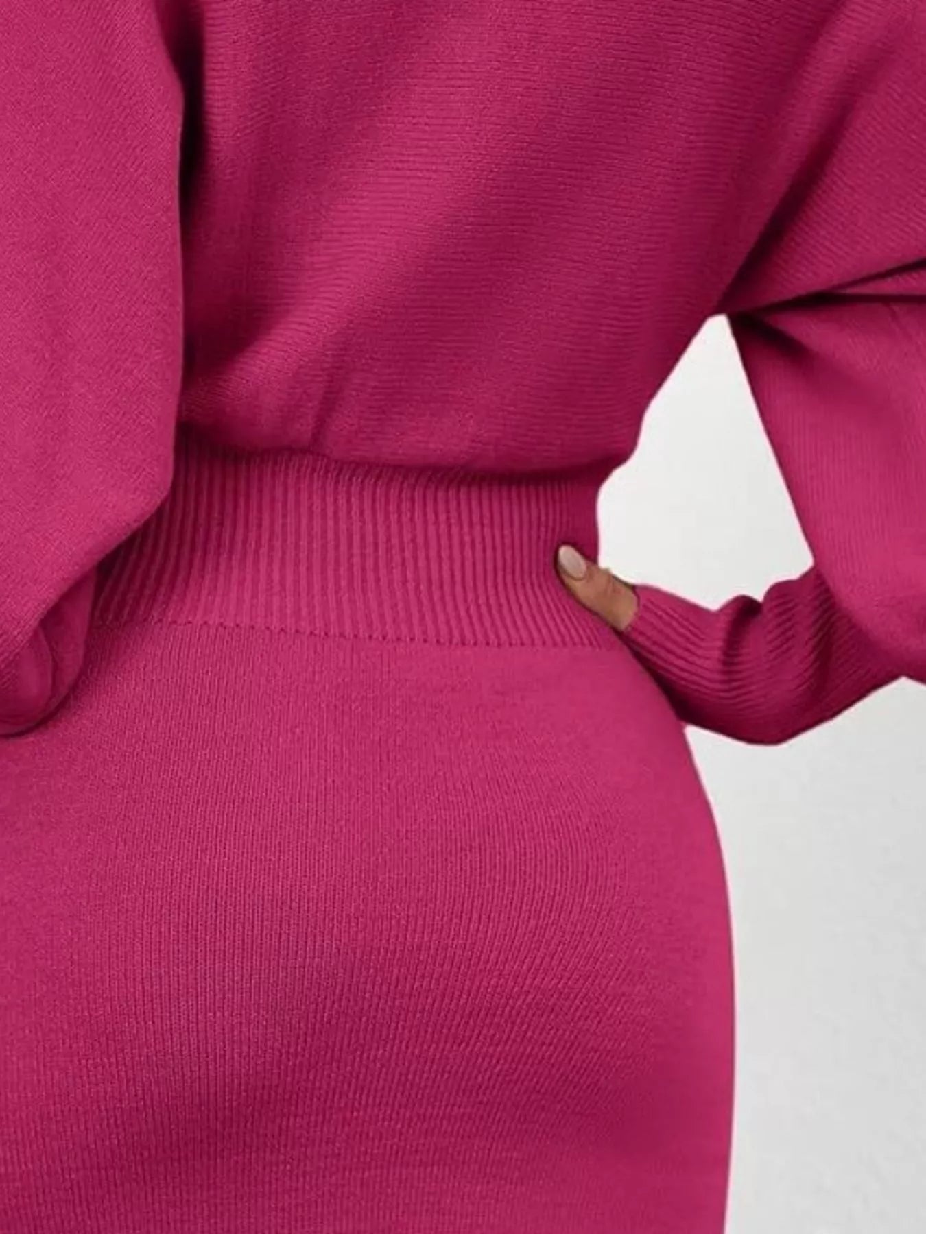 Lantern Sleeve Bodycon Sweater Dress back view