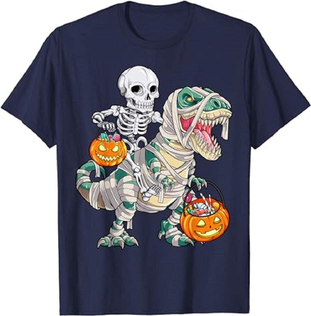 Mummy Dinosaur Tyrannosaurus Rex Halloween Pumpkin T-shirt