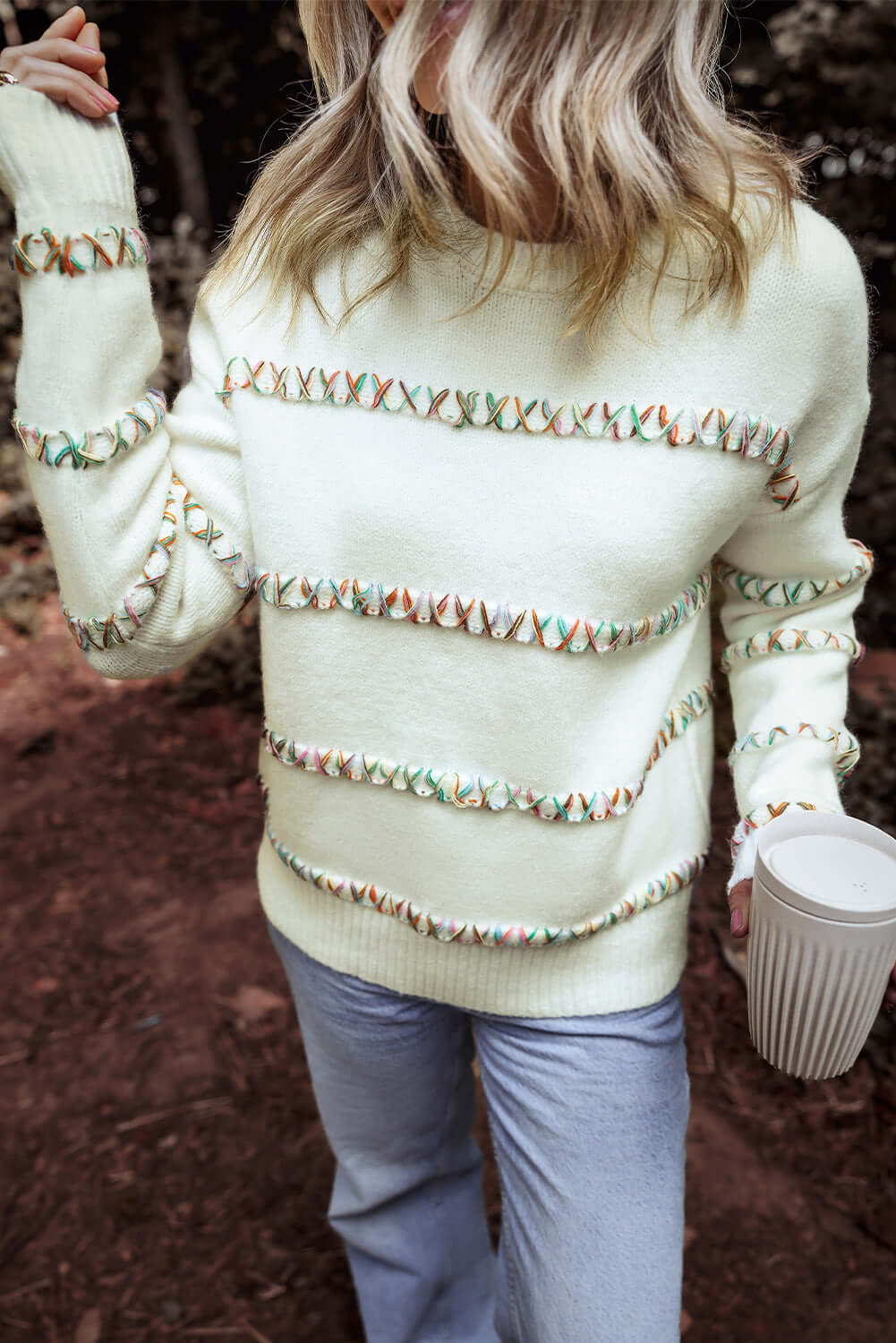 Crossed Rainbow Stitch Sweater - Trendy and Cozy Knitwear