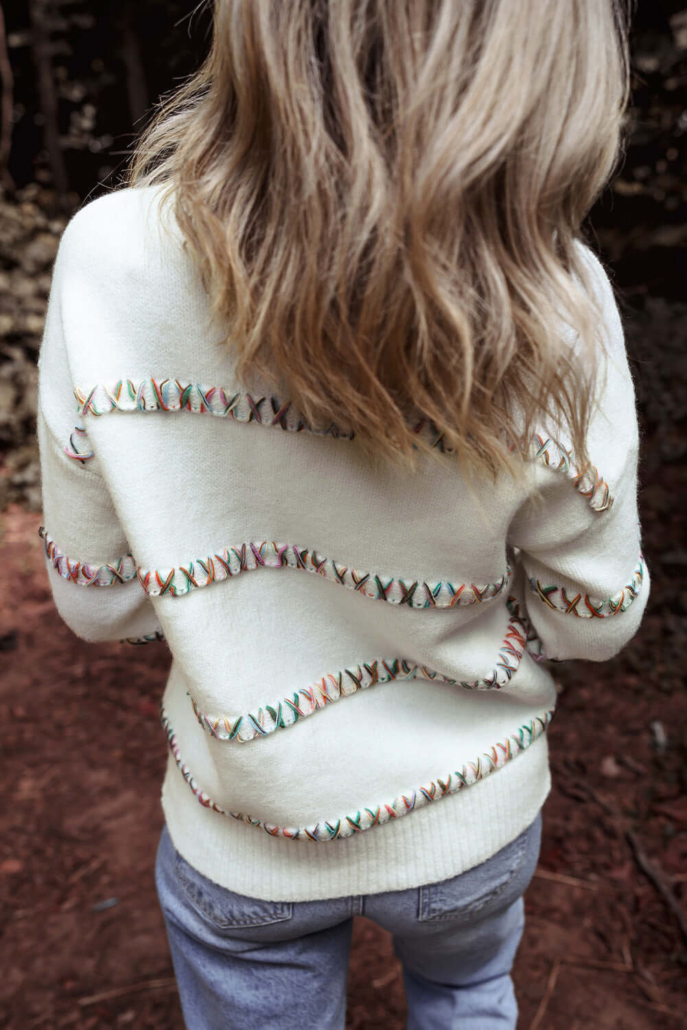 Crossed Rainbow Stitch Sweater - Trendy and Cozy Knitwear