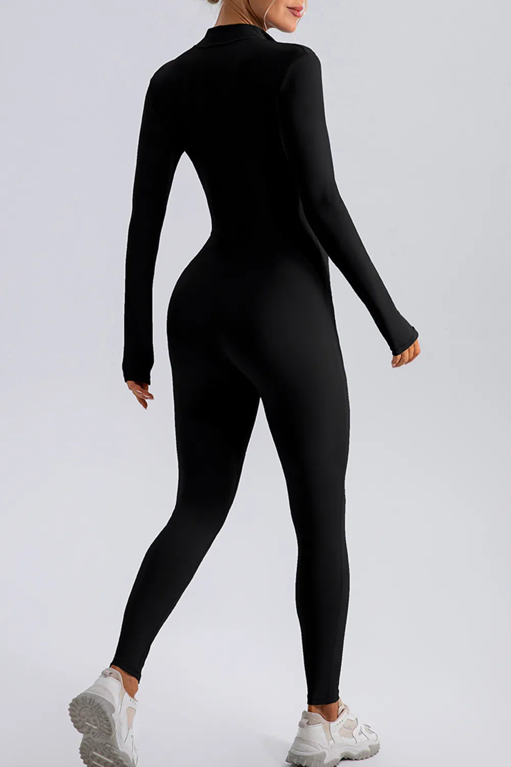 Half Zip Mock Neck Active Jumpsuit for Women