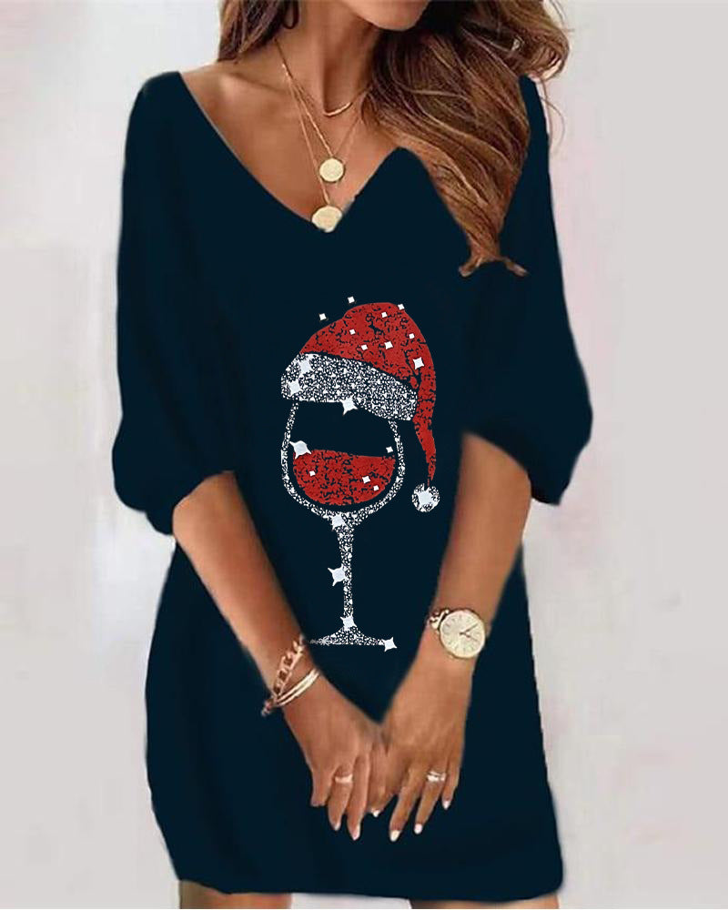 Black Sleeveless Mini Dress Polyester Print Dress