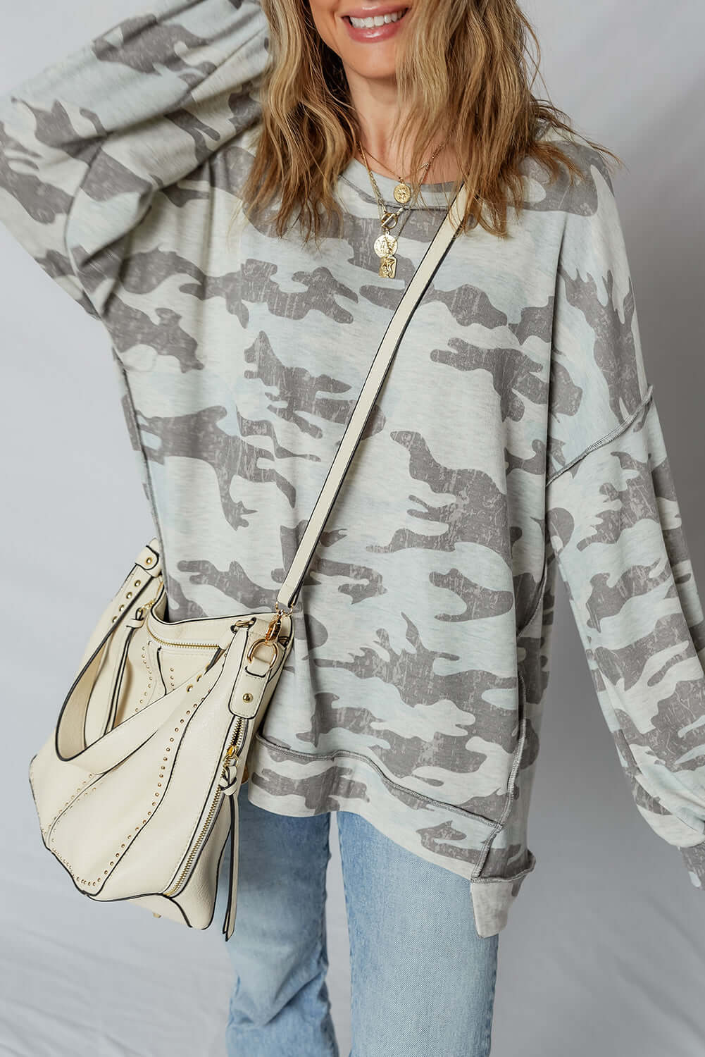 Camo Print Sweatshirt - Casual Tunic with Modern Style