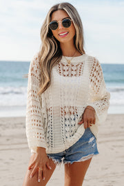 Francesca Hollow Out Knit Bracelet Sleeve Sweater-0
